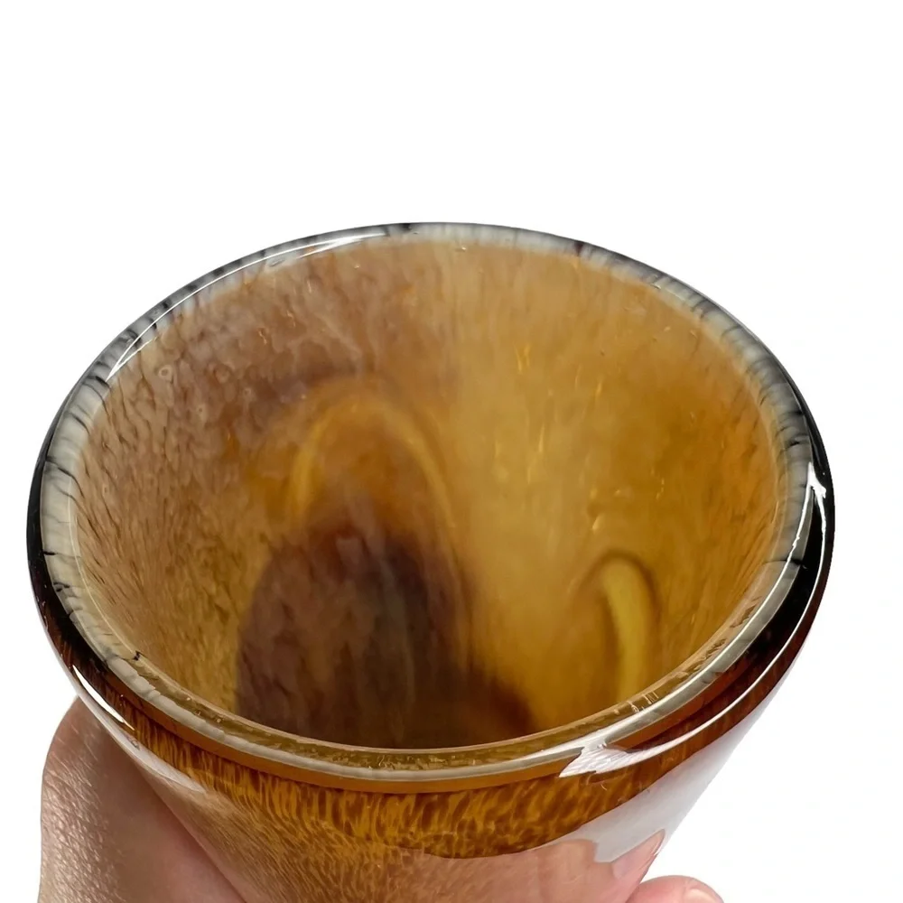 Root Beer Brown Swirled Speckled Glass Cylinder Vase